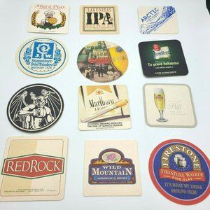 Lot of 12 Vintage Beer Coasters Drink Coasters Random Card Board Coasters